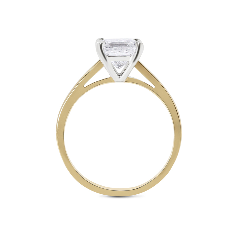 Yellow Gold Princess Cut Lab Grown Solitaire Engagement Ring