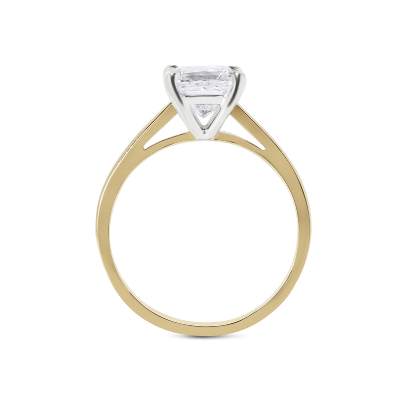 Yellow Gold Princess Shape Solitaire Engagement Ring