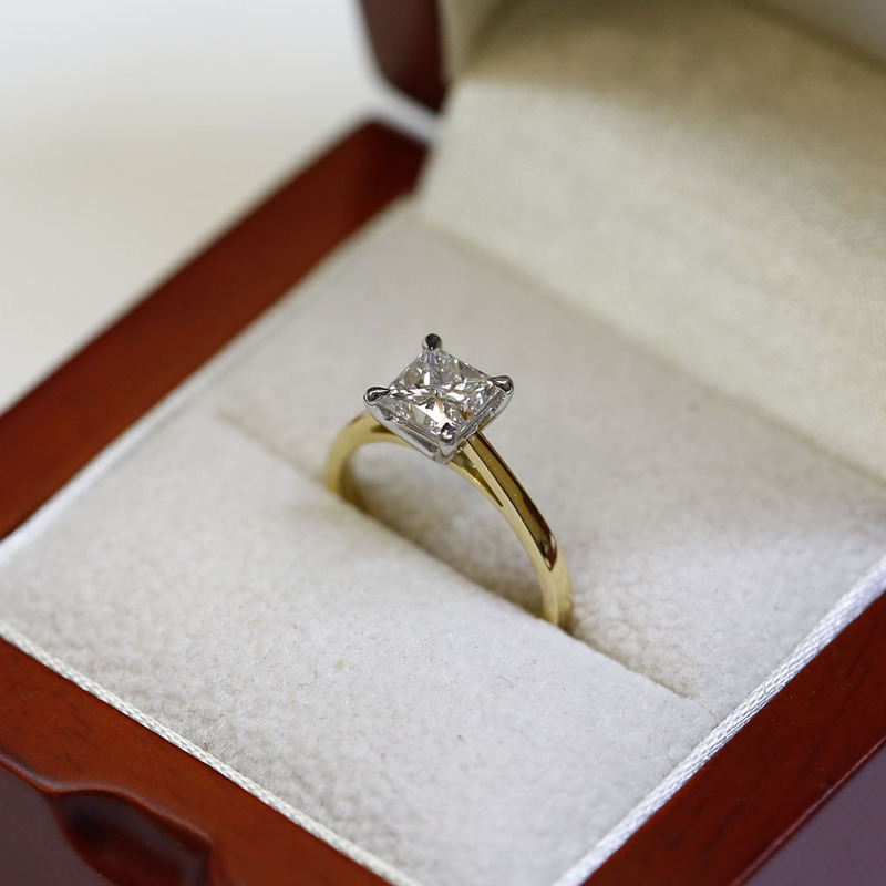 Yellow Gold Princess Cut Solitaire Engagement Ring