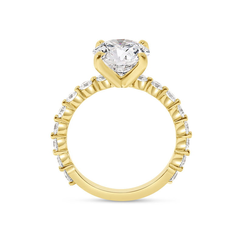 Yellow Gold Round Cut Shoulder Set Diamond Engagement Ring