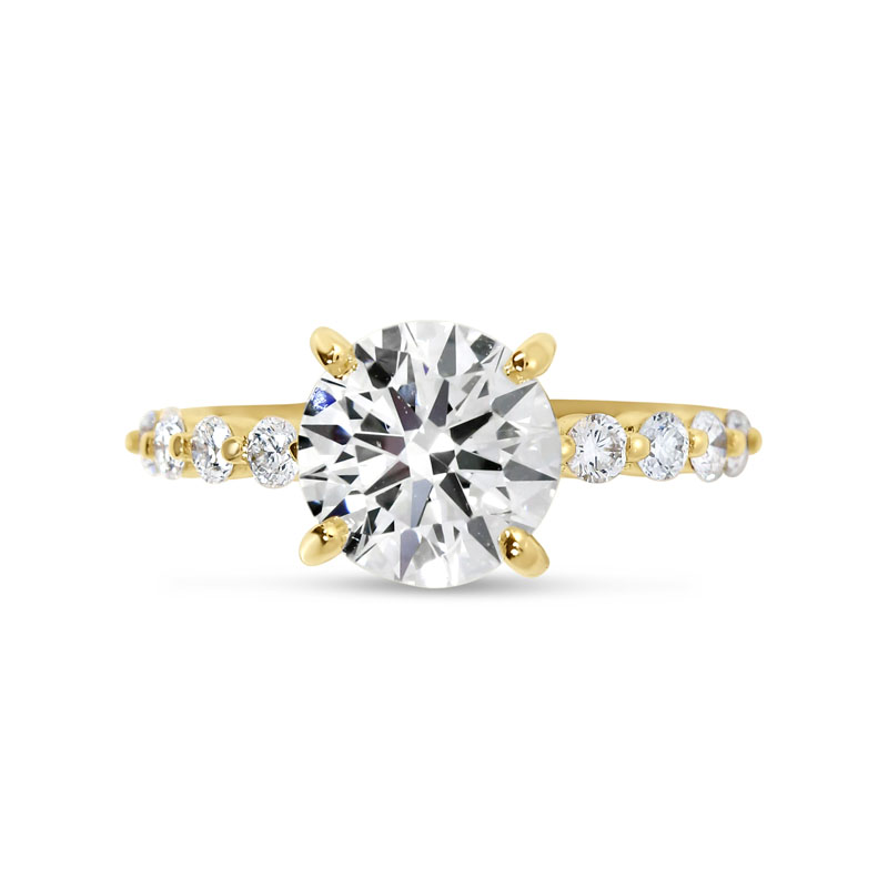 Yellow Gold Round Cut Shoulder Set Diamond Engagement Ring