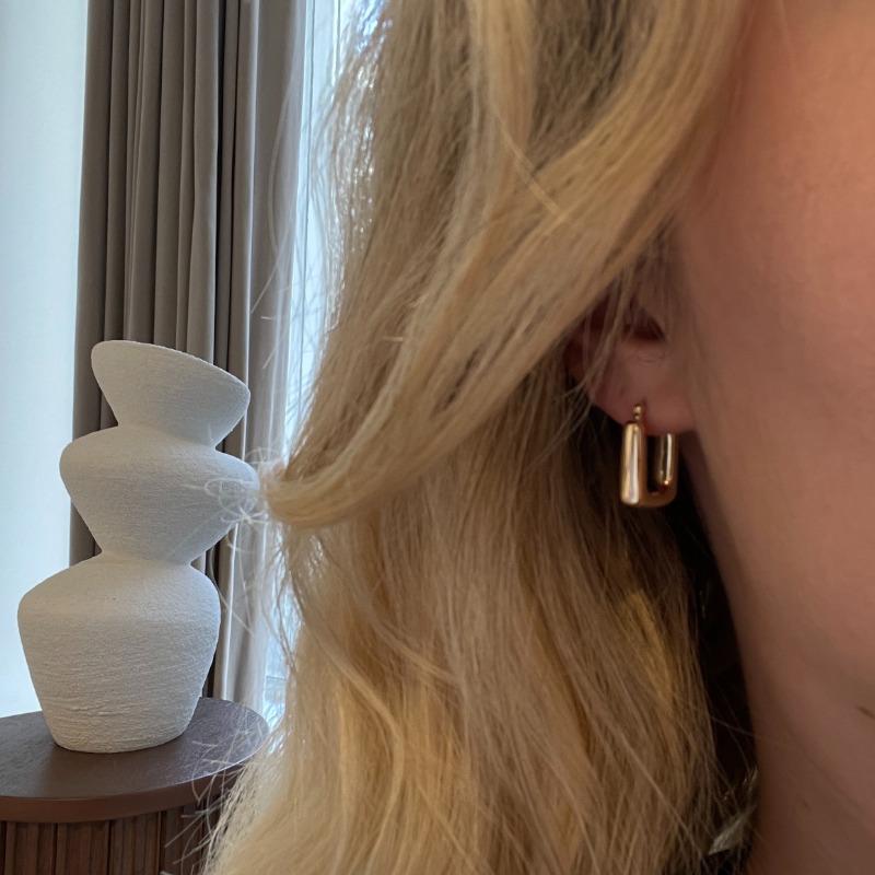 Yellow Gold Square Hoop Earrings