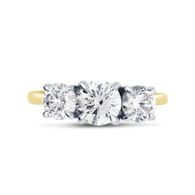 Round Cut Trilogy Pave Set Bridge Diamond Engagement Ring