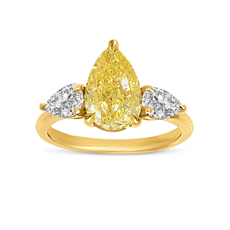 Yellow Diamond Pear Trilogy Engagement Ring