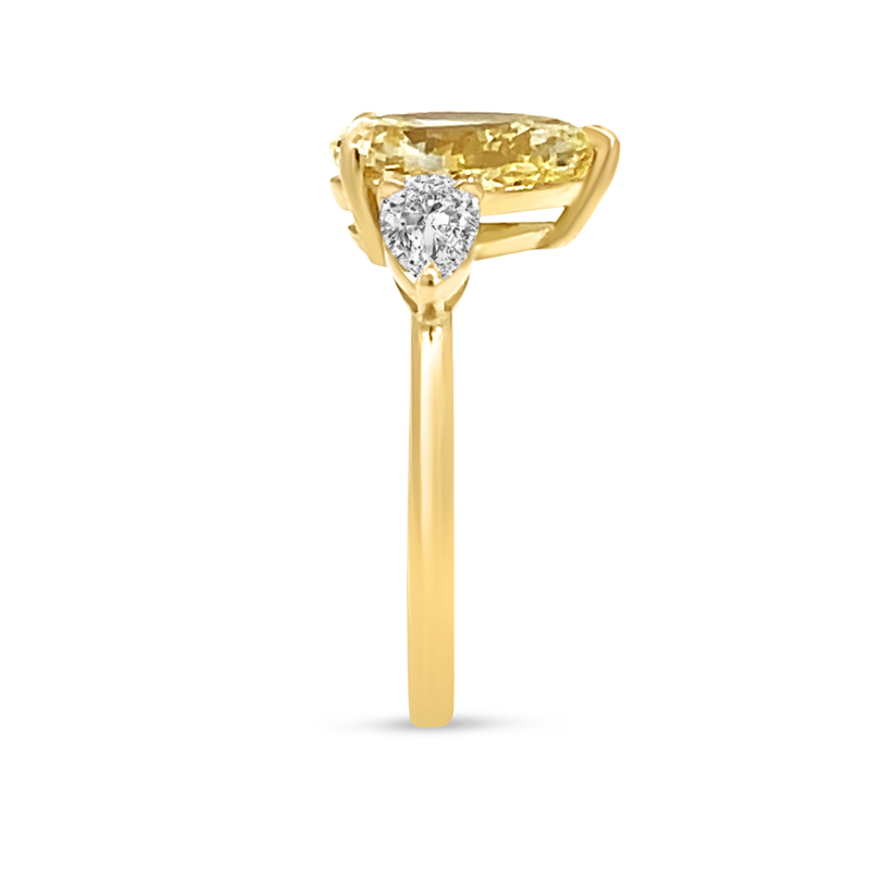 Yellow Diamond Pear Trilogy Engagement Ring