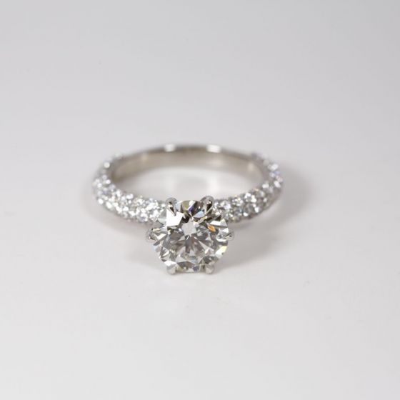 Round Diamond Engagement Ring with Micro Set Band