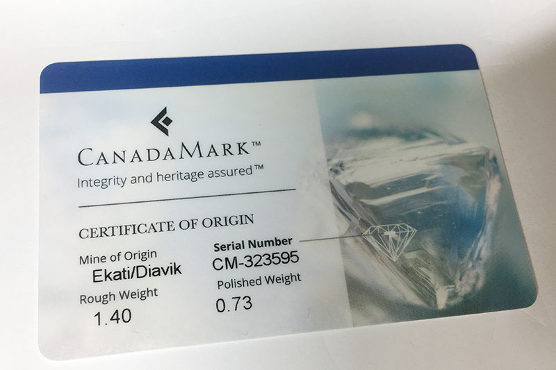 CanadaMark Diamond Certificate