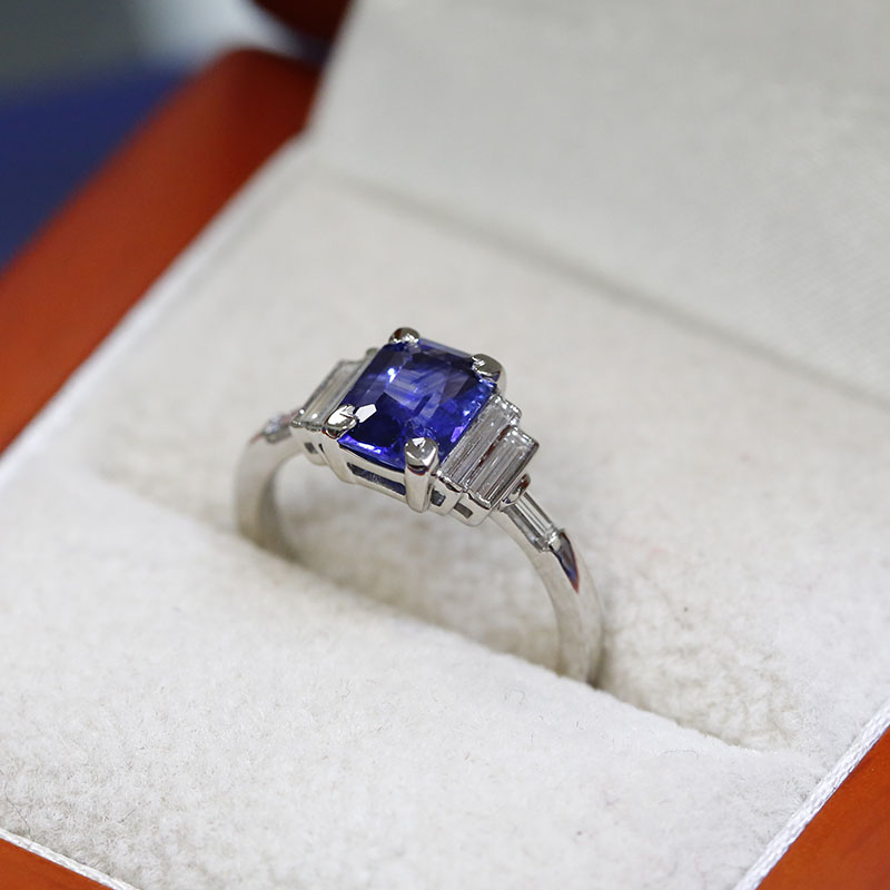 Celtic Natural Blue Sapphire Engagement Ring 14K White Gold Ring Unique  Engagement Ring - Camellia Jewelry