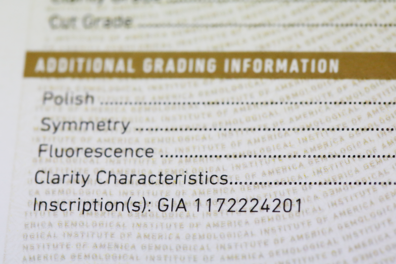 GIA laser inscription number in the additional grading information section on your GIA grading report