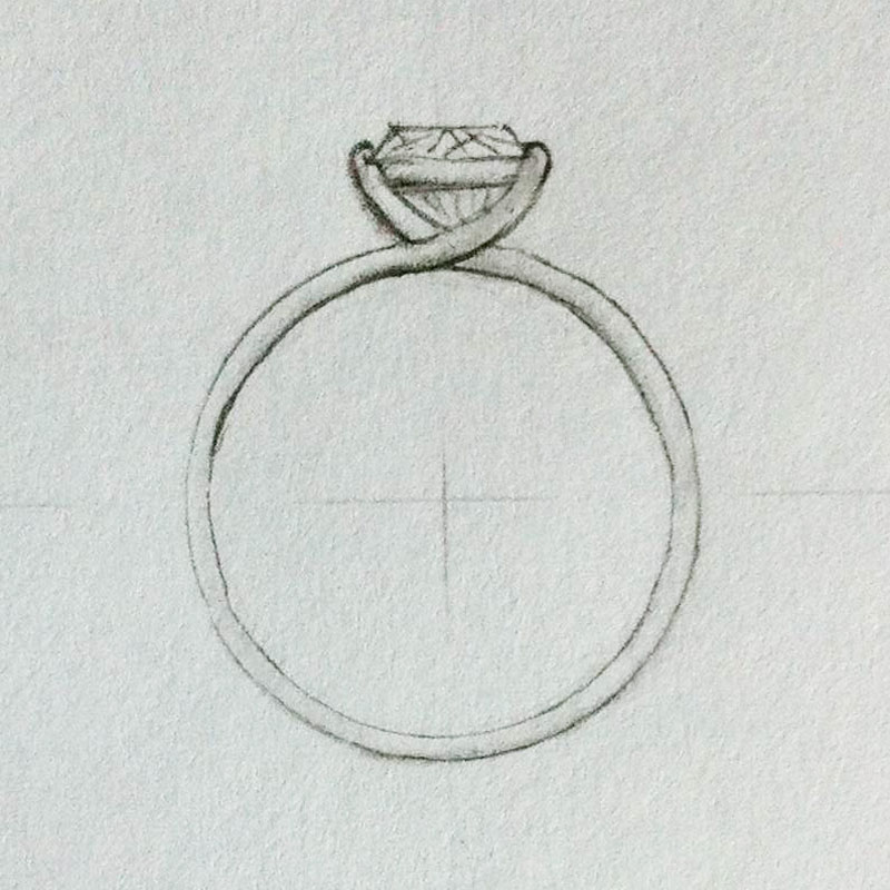 Twist setting engagement ring top view