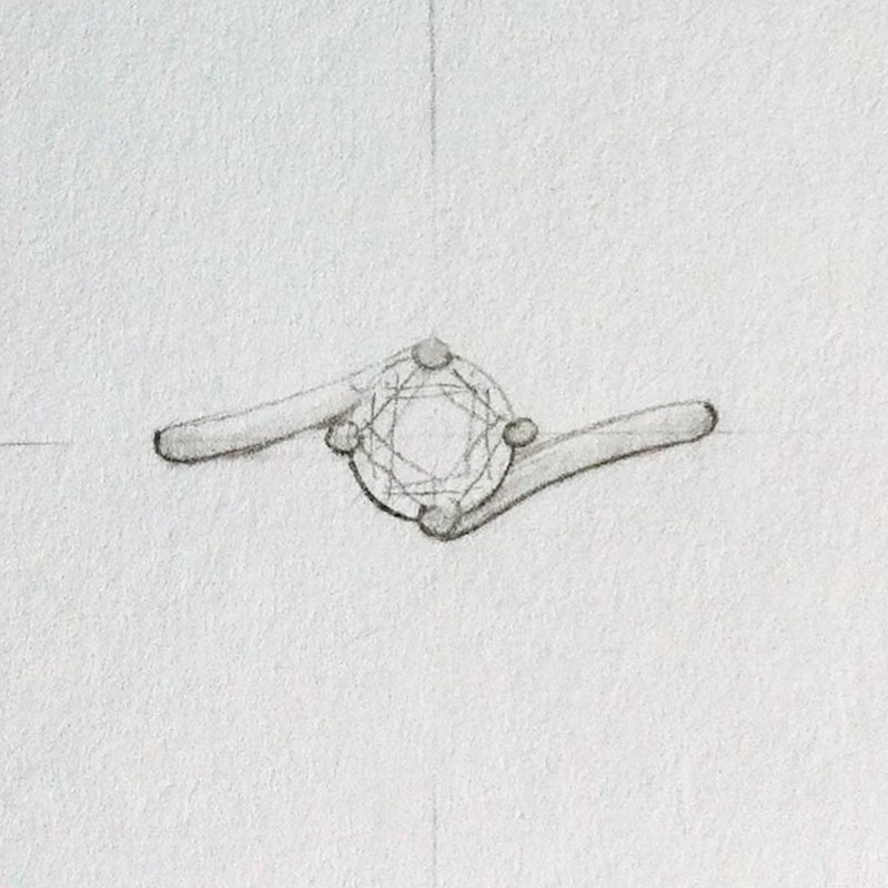 Twist setting engagement ring top view