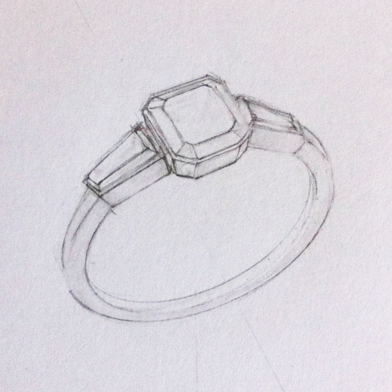 Tapered baguette side stones diamond ring Tapered baguette side stones diamond ring