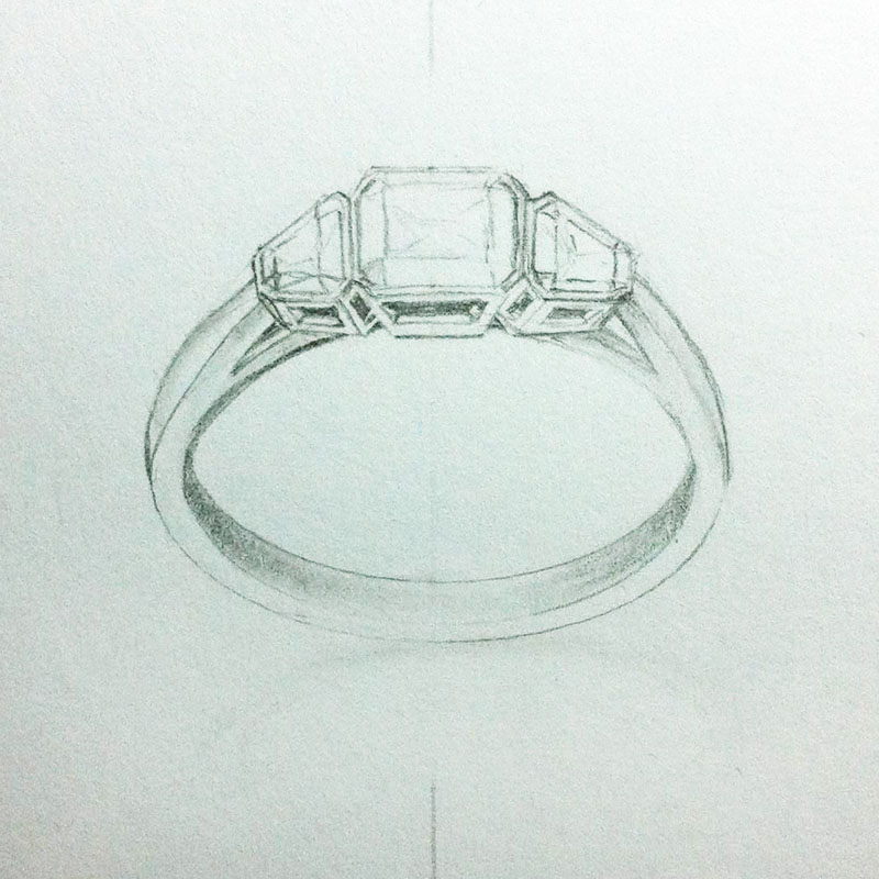 Trapezoid side stones diamond ring Trapezoid side stones diamond ring